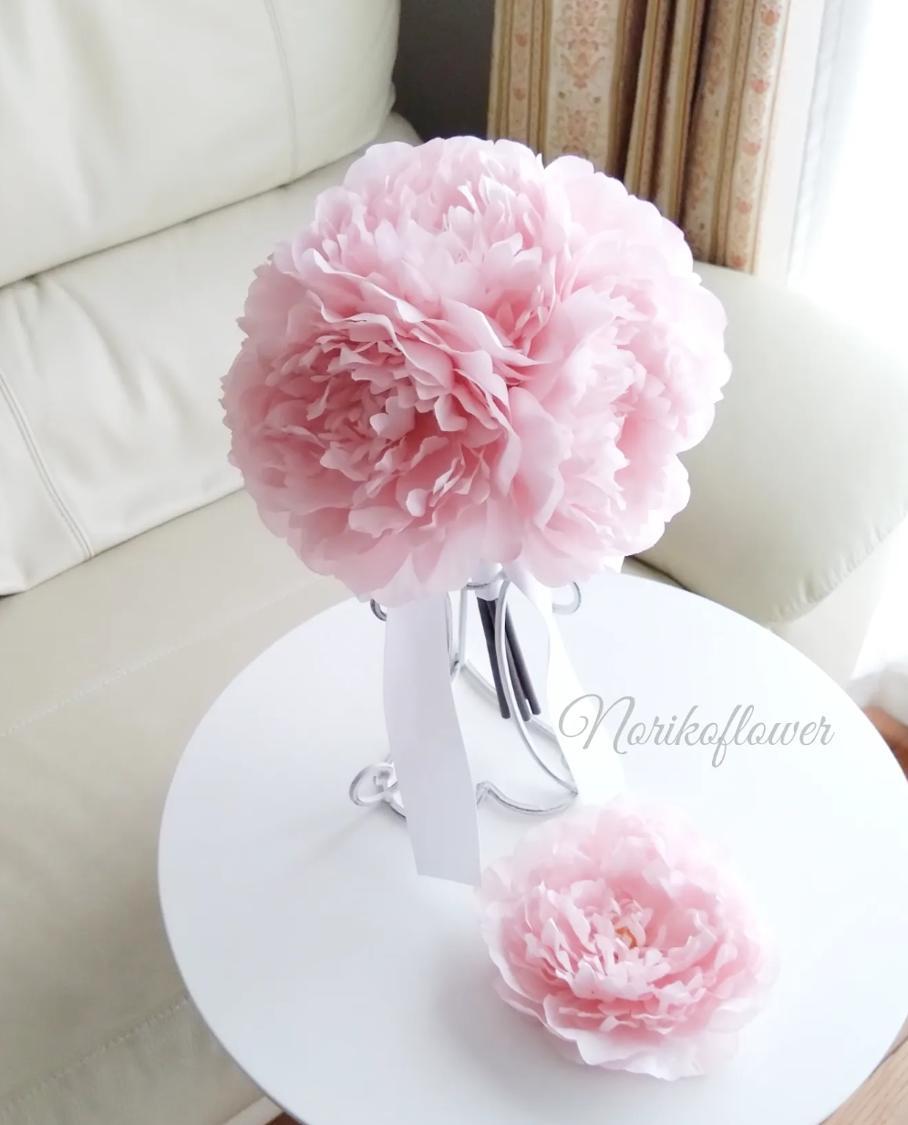 ブーケ ブートニア付 アーティフィシャルフラワー 芍薬 ピオニー ピオニー芍薬造花ブーケ、アーティシャルフラワー 【公式通販】