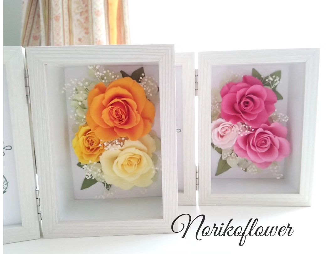 プリザーブドフラワー 額縁に入ったお花 心をこめて丁寧に作ります