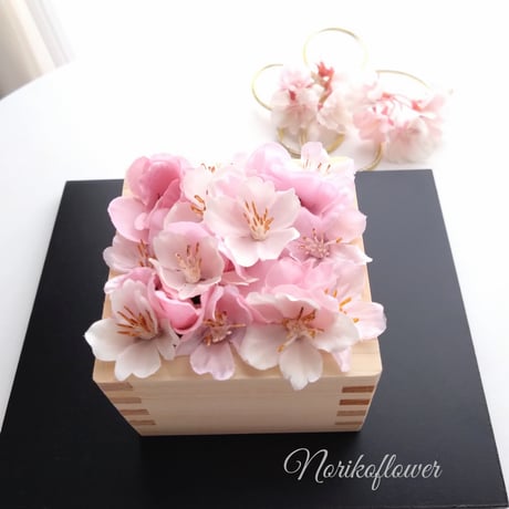 桜　アレンジメント　リングピロー　お祝いギフト　インテリア　アーティフィシャルフラワー