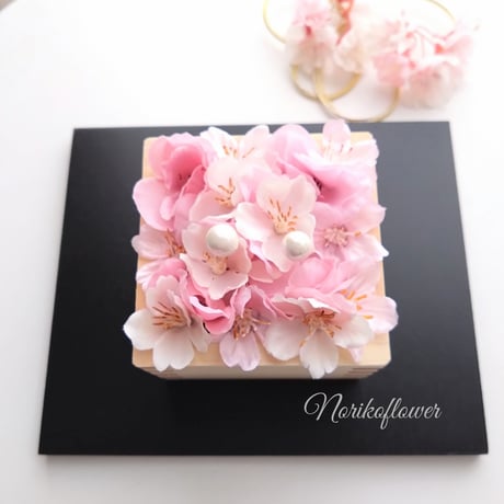 桜　アレンジメント　リングピロー　お祝いギフト　インテリア　アーティフィシャルフラワー