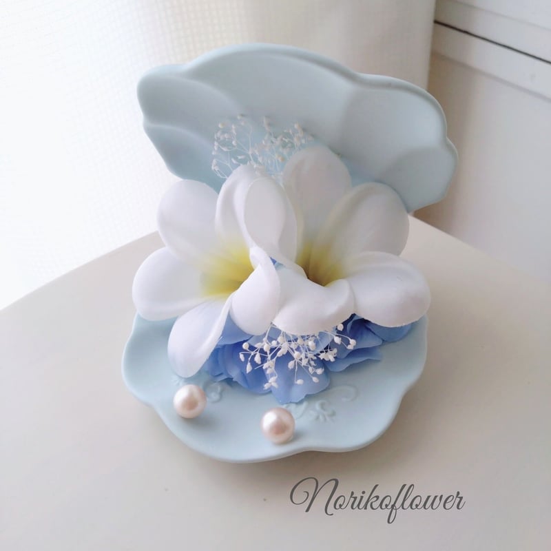 プルメリア ブルー マーメイドリングピロー | Noriko flower design