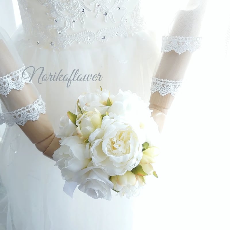 ウェディングブーケ ラウンド 結婚式 アーティフィシャルフラワー ホワイト系 ウェディングブーケ ラウンド アーティフィシャルフラワー 結婚式 ホワイト系