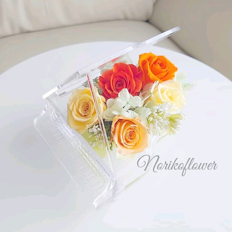 ピアノ プリザーブドフラワーアレンジ オレンジミックスカラー ピアノ