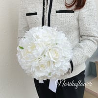 ピオニー ラウンドブーケ ピオニーとローズ ブーケトス トス用ブーケ ホワイト ラウンドブーケ
