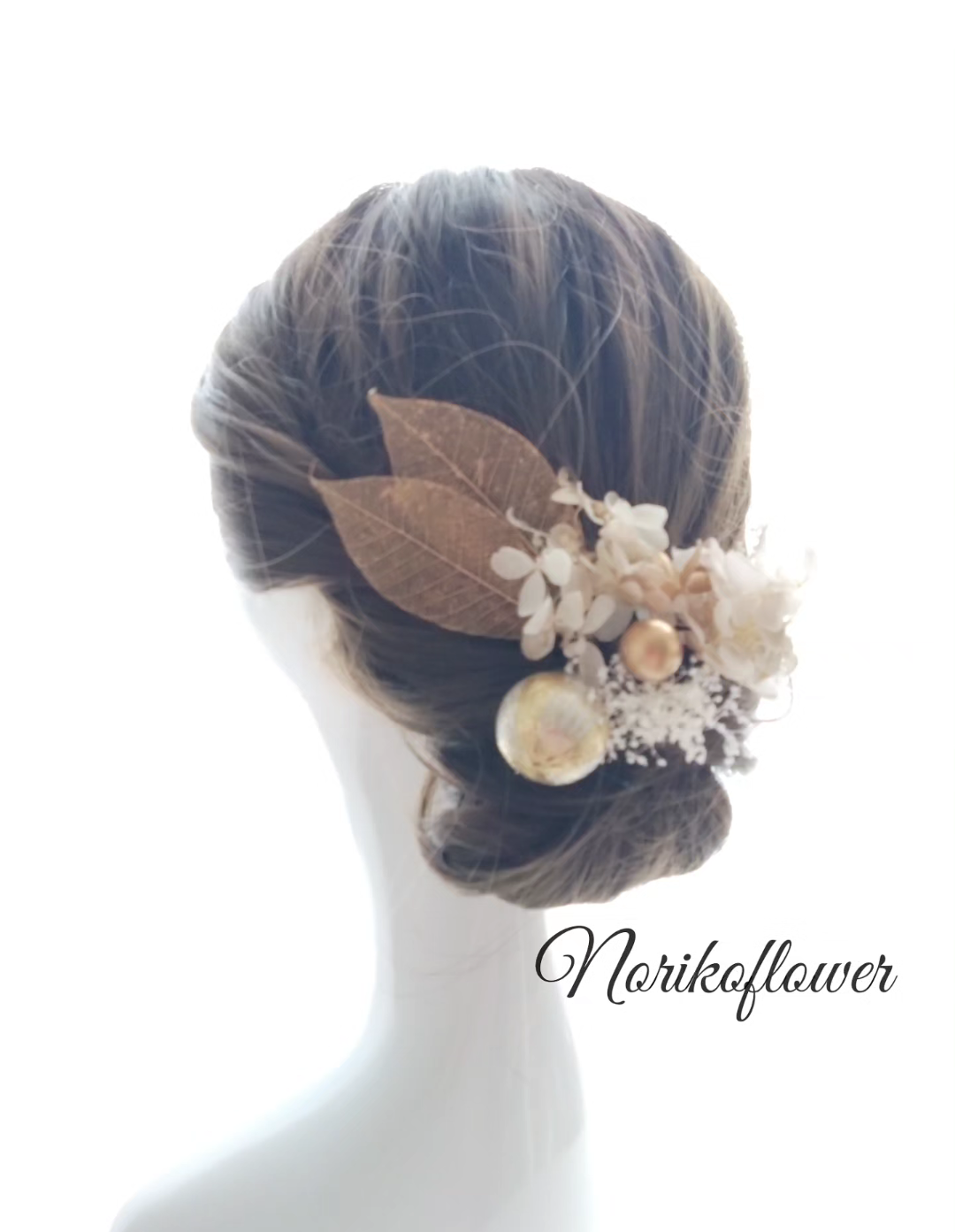 ホワイトゴールド プリザーブドフラワー ドライフラワー 髪飾り 結婚式