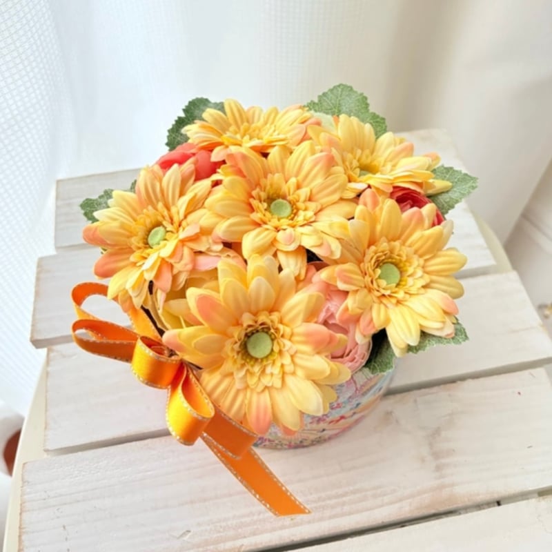 バラ アーティフィシャルフラワー 造花 ピンク オレンジ イエロー ブルー 贈答・贈呈用花束・造花花束・花束ギフト】バラとオンシジューム