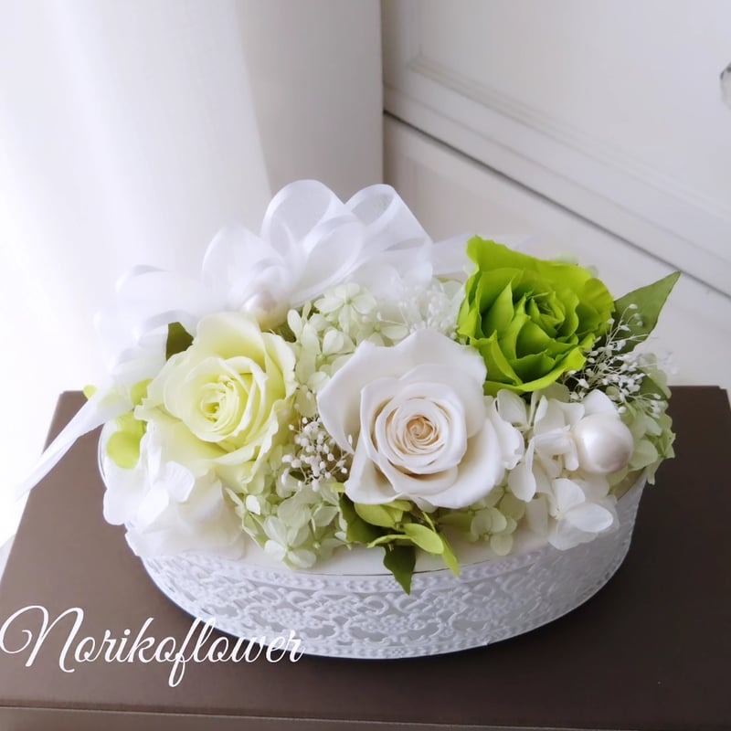 グリーンリーフ 薔薇 アレンジメント プリザーブドフラワー アレンジ ララ グリーン 緑