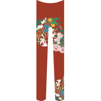 花　タイツ　紅海老茶色