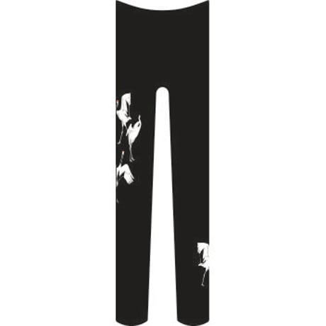 鶴　タイツ　ワンポイント　黒色