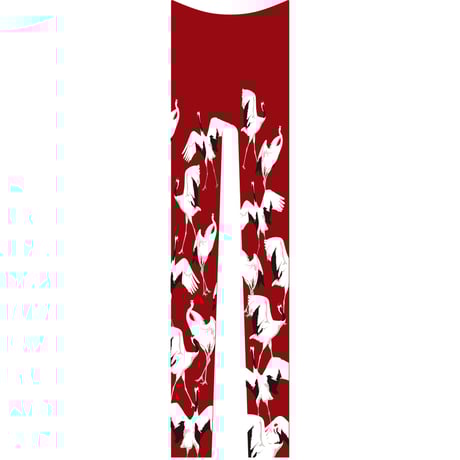 鶴　レギンス　総柄　紅葉色