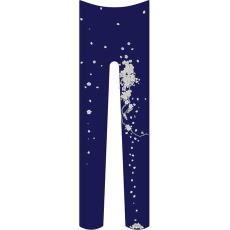 桜タイツ　紺桔梗色