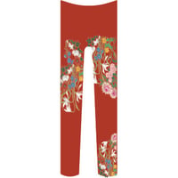 花 (柄細め)　タイツ　紅海老茶色