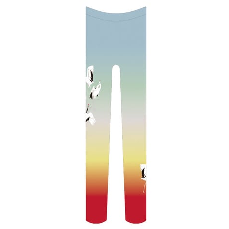 鶴　タイツ　ワンポイント　虹色