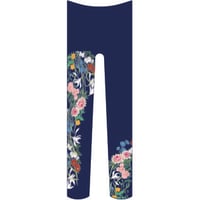 花（続き柄）　タイツ　瑠璃紺色