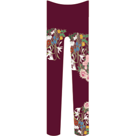 花　タイツ　紫紺色