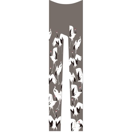 鶴　レギンス　総柄　鼠色