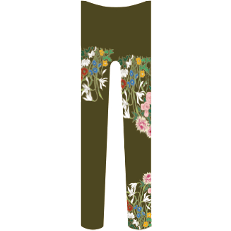 花　タイツ　海松色