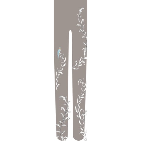 鳥と草　タイツ　利休白茶色