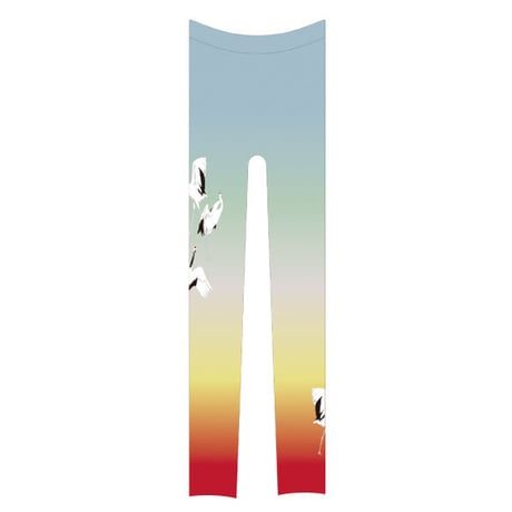 鶴　レギンス　ワンポイント　虹色