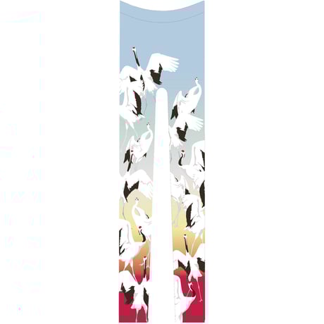 鶴　レギンス　総柄　虹色
