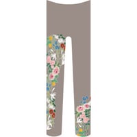 花（続き柄）　タイツ　雉鳩色