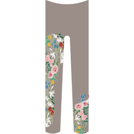 花（続き柄）　タイツ　雉鳩色