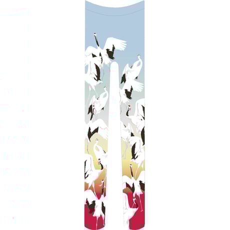 鶴　タイツ　総柄　虹色
