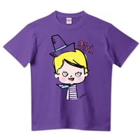 girlちゃんTシャツ（水玉スカーフのガール（紫））