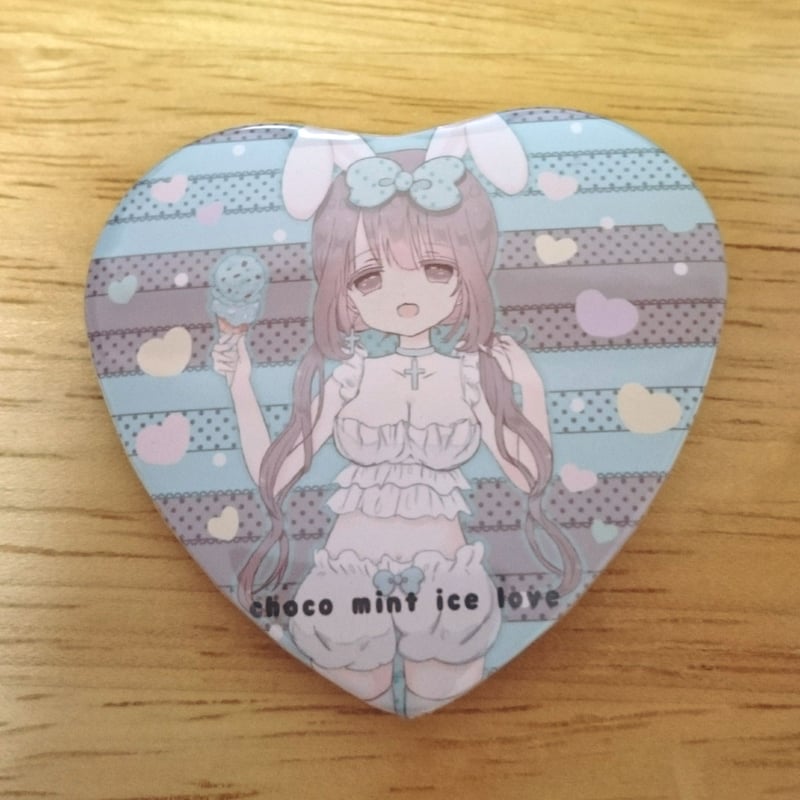 ♡⊹チョコミントハート型缶バッジ⊹♡ | ミルクチャンショップ