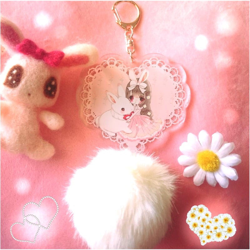 ラスト2点][再販]うさぎ女子♥みるくちゃんpinkファー付きアクキー