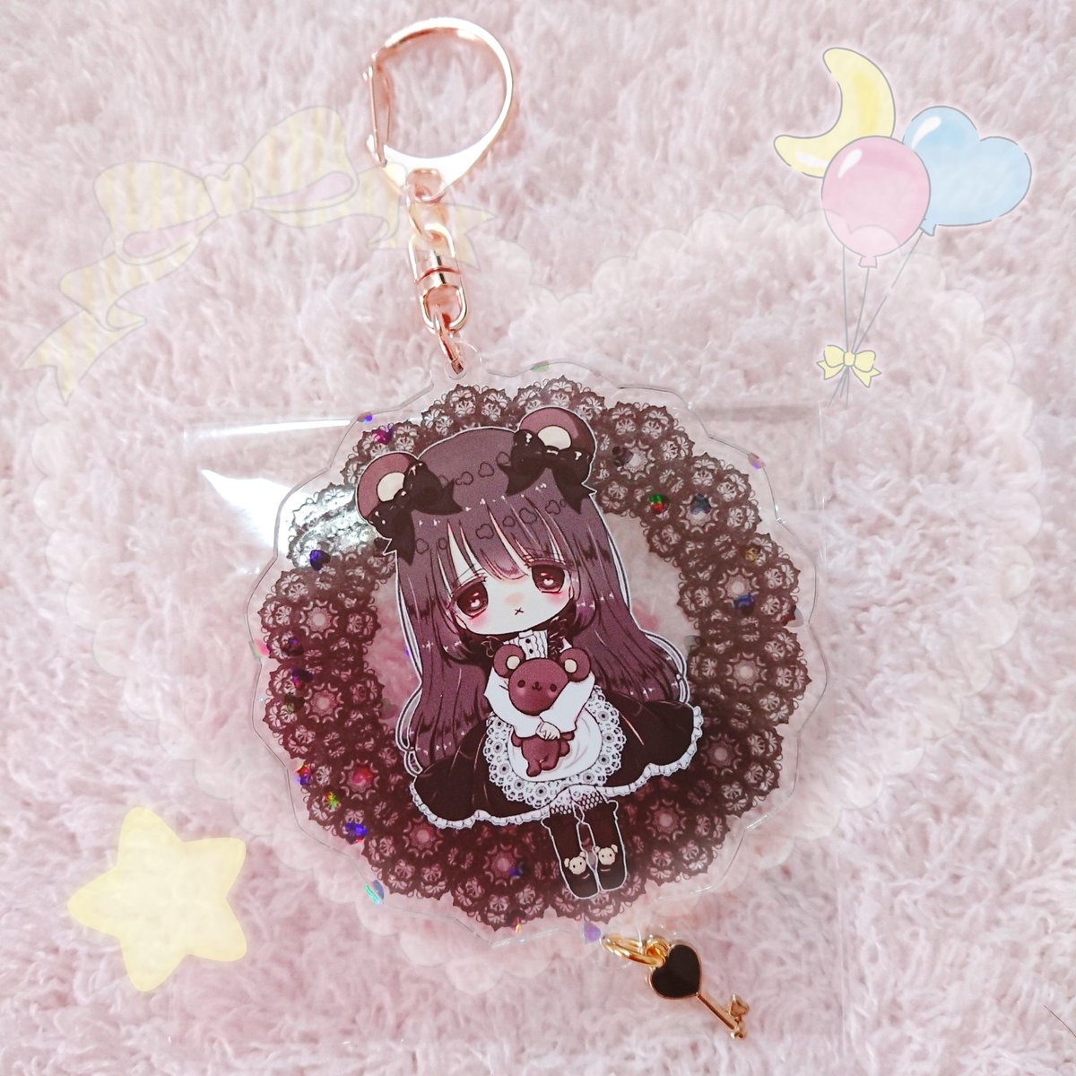くまちゃんハート♡ロリポップ ラスト1点][再販]みるくまちゃん♥ハートキー付きアクキー