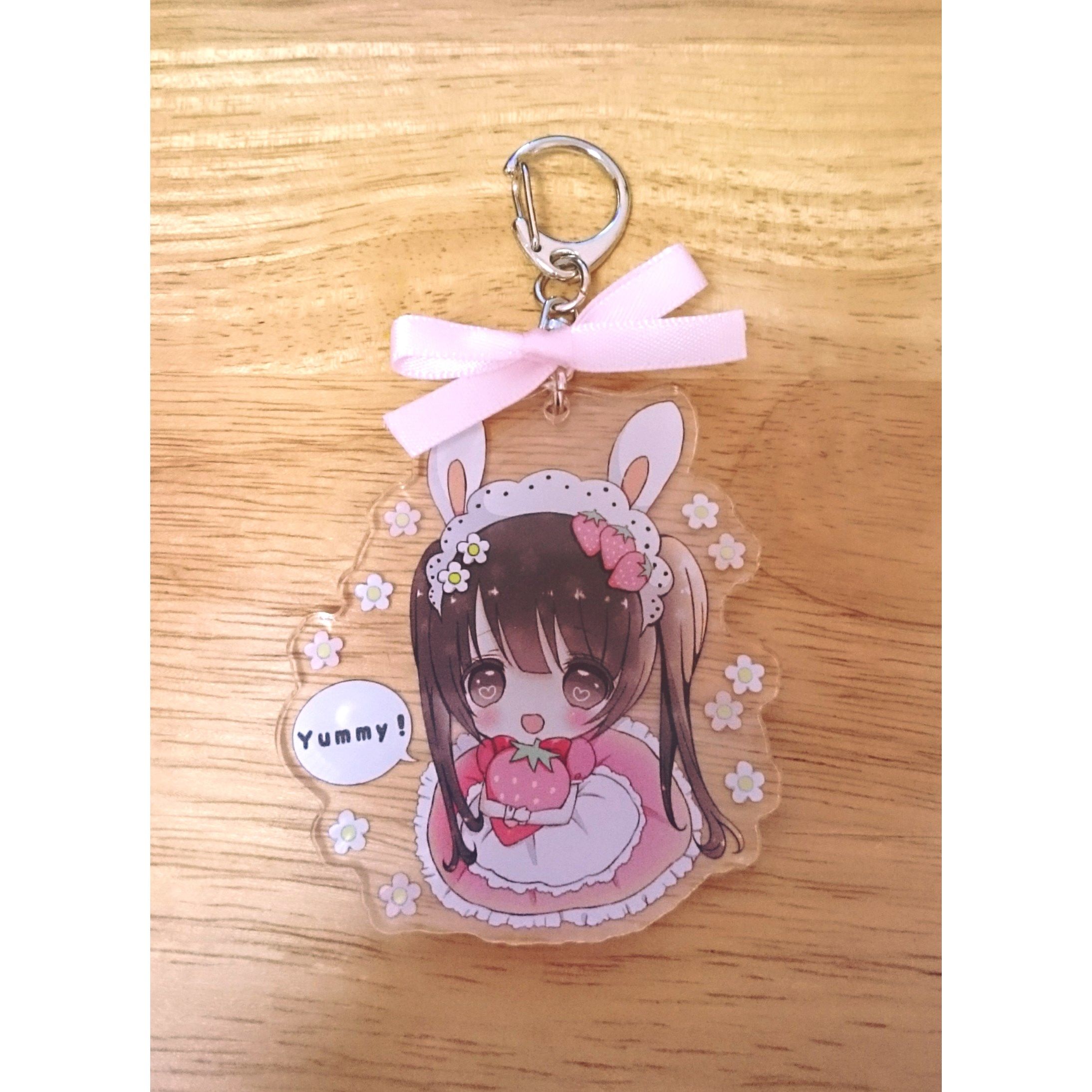 再販)うさいちごみるくちゃんリボン付きアクキー | ミルクチャンショップ