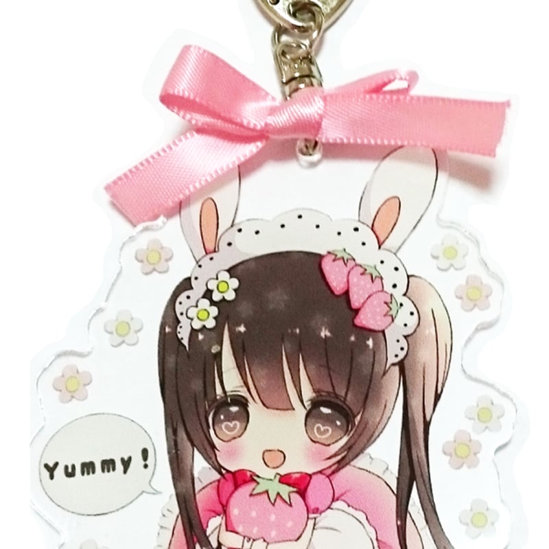 再販)うさいちごみるくちゃんリボン付きアクキー | ミルクチャンショップ
