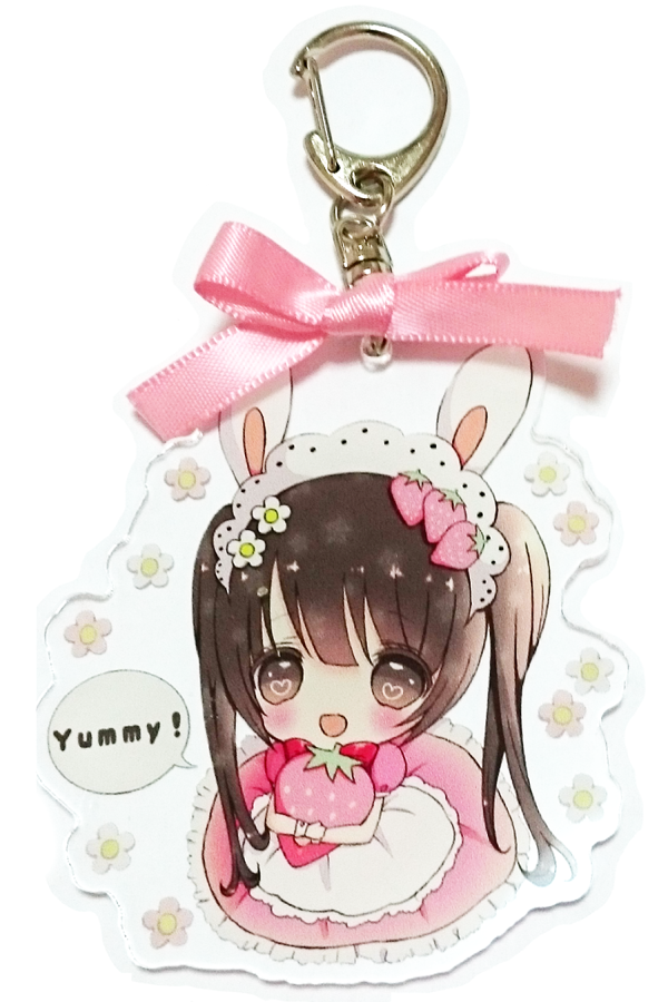 再販)うさいちごみるくちゃんリボン付きアクキー | ミルクチャンショップ