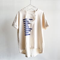 スラブ天竺ドルマンワイドTee&コットンレイ2点セット/NAVY BORDER