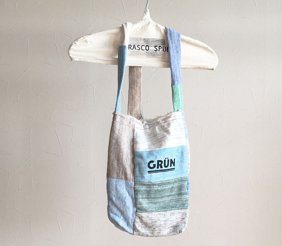 パッチワーク杢コットンサコッシュ/BLUE-MIX | FRASCO SPUN