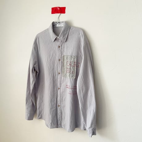 スラッシュキルト綿麻シャツ長袖/LIGHT GRAY