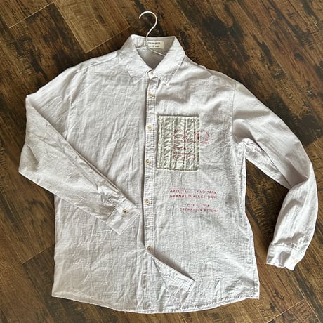 スラッシュキルト綿麻シャツ長袖/LIGHT GRAY