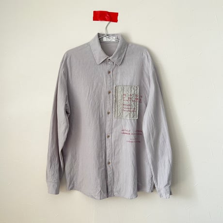 スラッシュキルト綿麻シャツ長袖/LIGHT GRAY