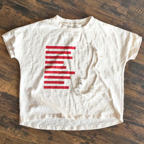 スラブ天竺ドルマンワイドTee&コットンレイ2点セット/RED BORDER