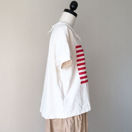 スラブ天竺ドルマンワイドTee&コットンレイ2点セット/RED BORDER