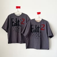 クロップドワイドフロッキーTee/CHARCOAL