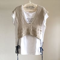 ドルマンTee&クロシェベスト2点/NATURAL×NAVY