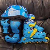 Flying Eagle NT2  blue yellow プロテクター・ヘルメットセット