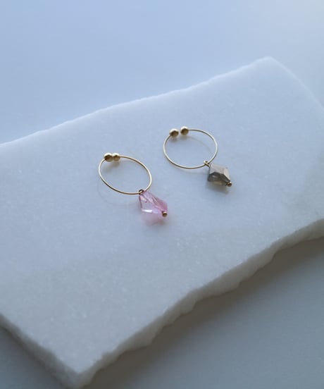 HQ FINE ONE EARRING Labradorite / Pink Topaz