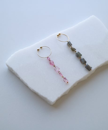 HQ FINE FIVE EARRING Labradorite / Pink Topaz
