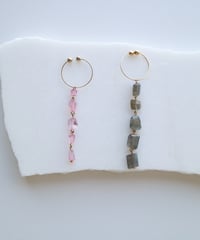 HQ FINE FIVE EARRING Labradorite / Pink Topaz