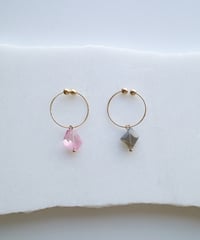 HQ FINE ONE EARRING Labradorite / Pink Topaz