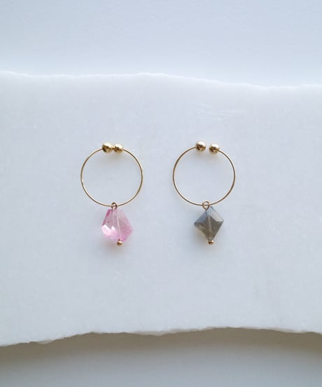 HQ FINE ONE EARRING Labradorite / Pink Topaz