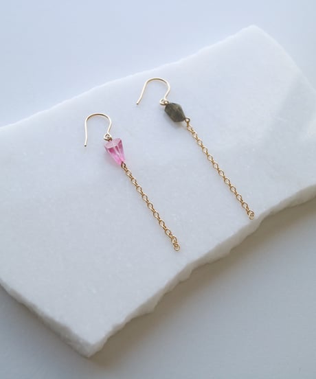 HQ FINE CHAIN PIERCE Labradorite / Pink Topaz